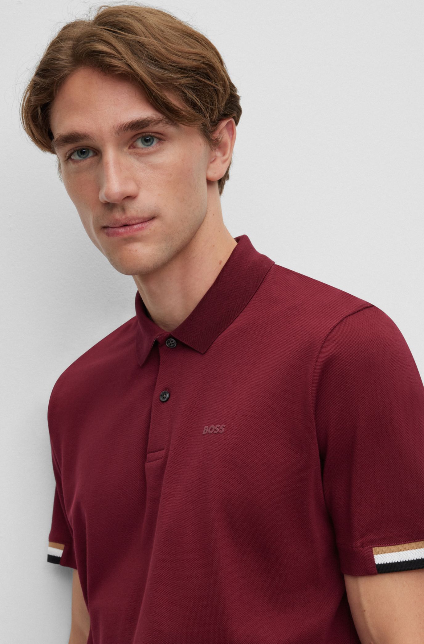 Burgundy hugo boss clearance polo