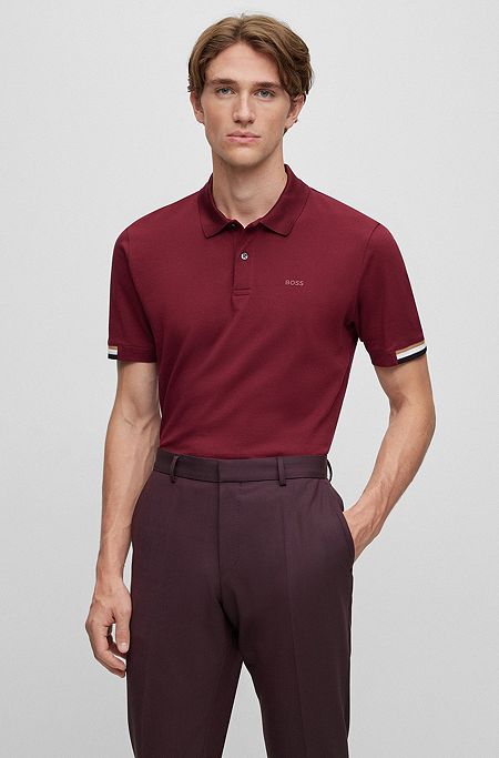 Regular-fit polo shirt with rubberized logo, Dark Red