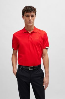 BOSS Regularfit polo shirt with rubberized logo