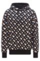 Cotton hooded sweatshirt with new-season print, Black