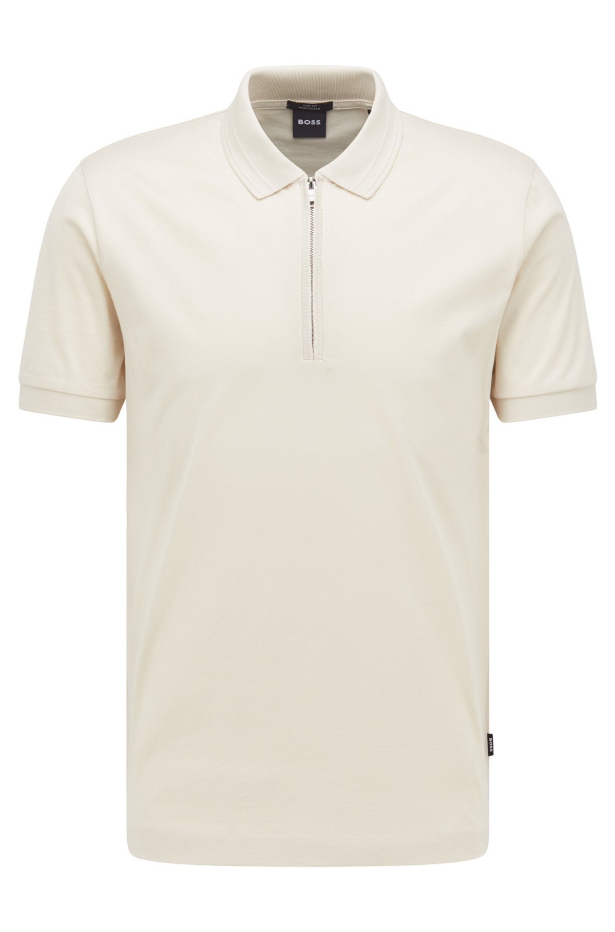 with slim-fit polo shirt - placket BOSS Mercerised-cotton zip