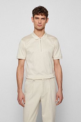 Mercerised-cotton polo - with BOSS slim-fit zip placket shirt