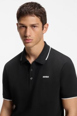 Polo de algod&oacute;n el&aacute;stico, Negro