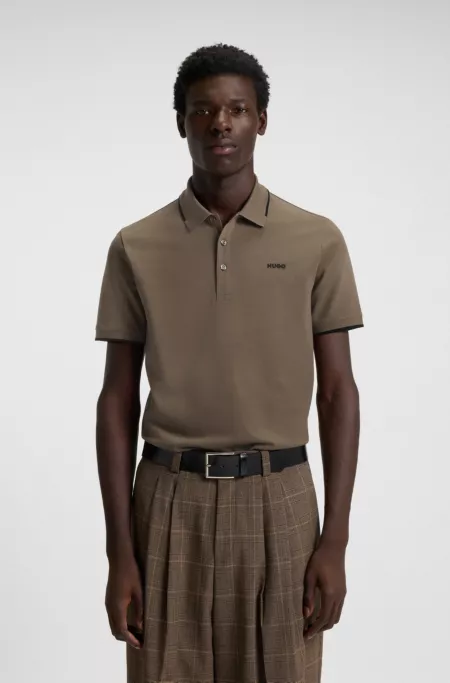 Stretch-cotton slim-fit polo shirt with printed logo