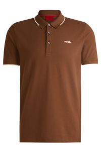 HUGO - Stretch-cotton slim-fit polo shirt with printed logo