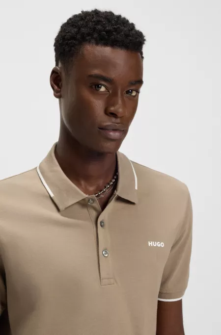 Stretch-cotton slim-fit polo shirt with printed logo
