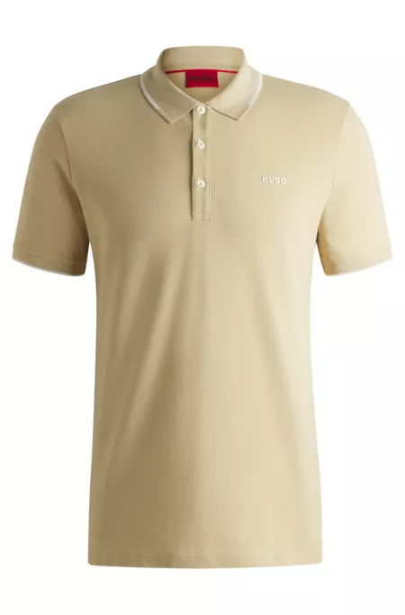 Stretch-cotton slim-fit polo shirt with printed logo