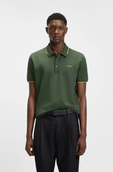Stretch-cotton slim-fit polo shirt with printed logo