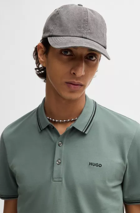 Stretch-cotton slim-fit polo shirt with printed logo