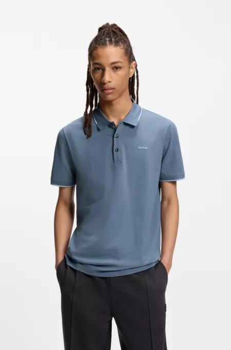 Embroidered-logo slim-fit polo shirt in stretch cotton