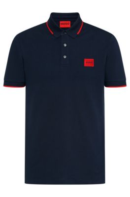HUGO - Cotton-piqué slim-fit polo shirt with red logo label