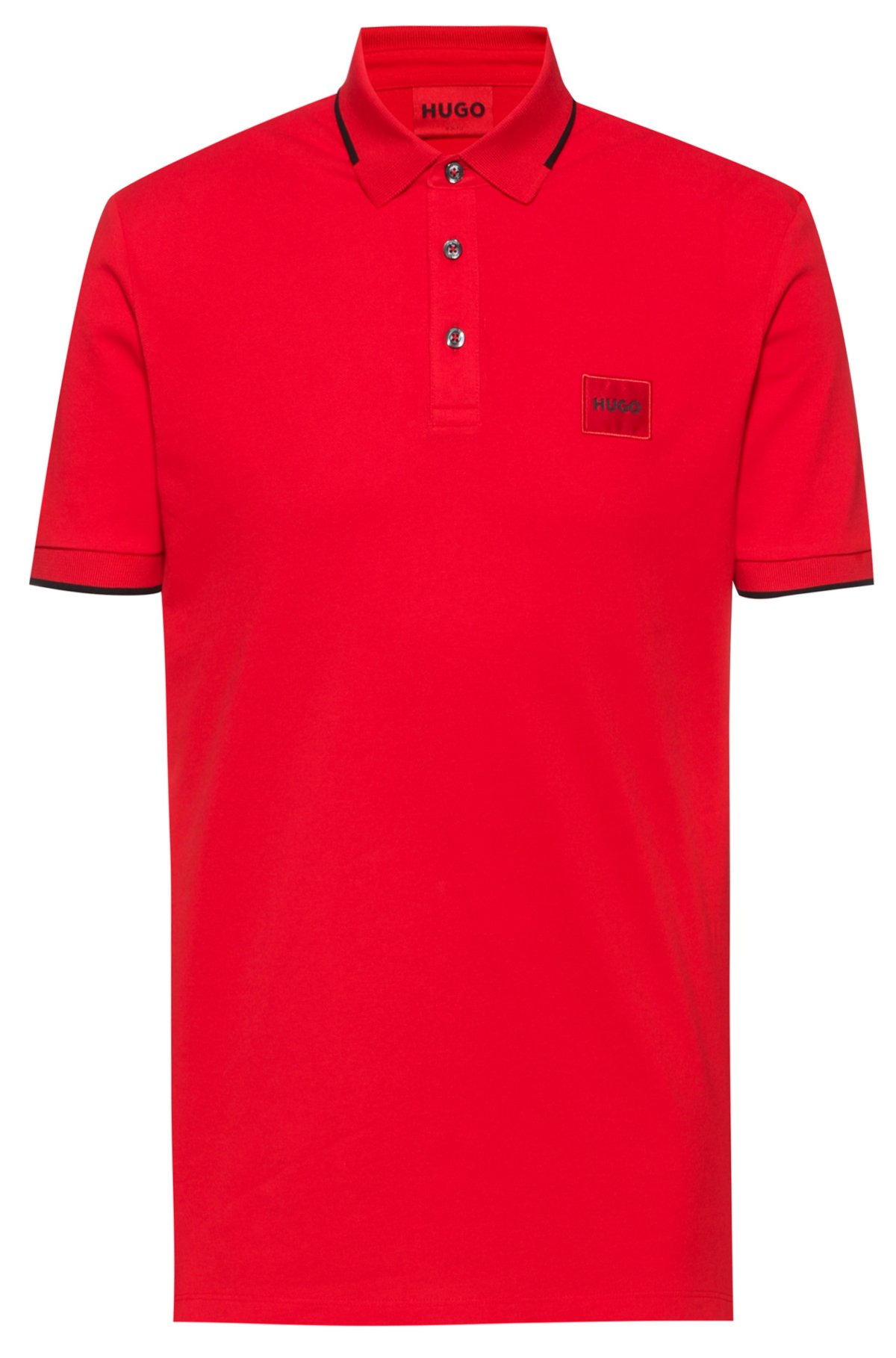 Cotton-piqué slim-fit - with red logo HUGO label polo shirt