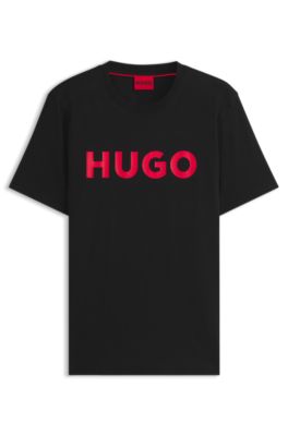 Camiseta de punto de algod&oacute;n con logo estampado, Negro