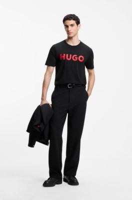 Camiseta de punto de algod&oacute;n con logo estampado, Negro