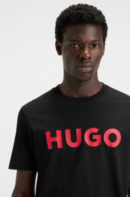 Cotton jersey T-shirt with logo print, Black