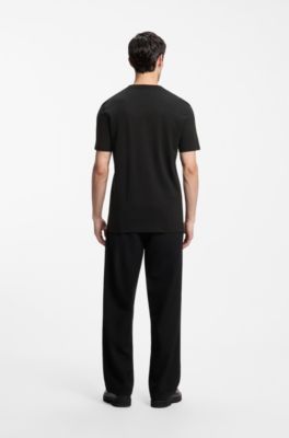Camiseta de punto de algod&oacute;n con logo estampado, Negro