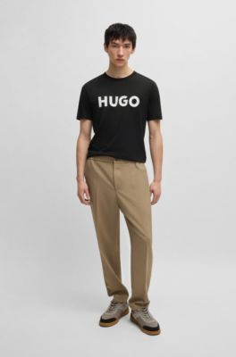 Camiseta de punto de algod&oacute;n con logo estampado, Negro