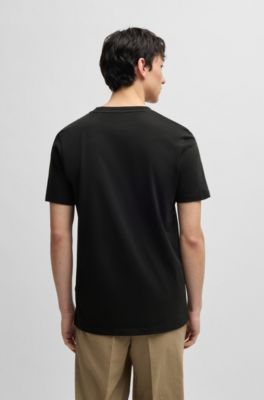 Camiseta de punto de algod&oacute;n con logo estampado, Negro