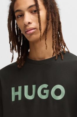 Camiseta de punto de algod&oacute;n con logo estampado, Negro