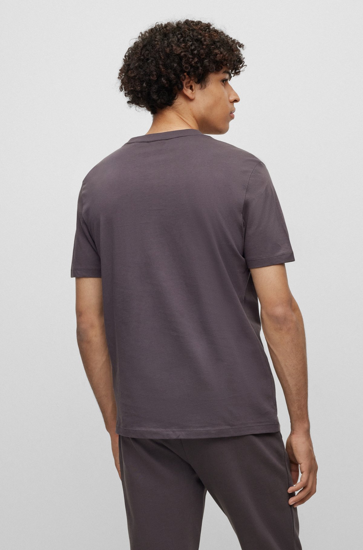 Cotton-jersey regular-fit T-shirt with logo print, Dark Grey