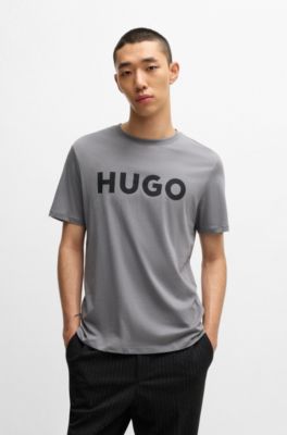Camiseta de punto de algod&oacute;n con logo estampado, Gris