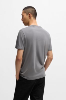 Camiseta de punto de algod&oacute;n con logo estampado, Gris