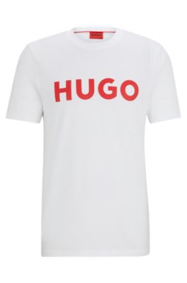 Camiseta de punto de algod&oacute;n con logo estampado, Blanco