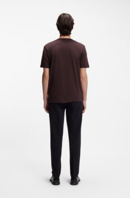 Camiseta de punto de algod&oacute;n con logo estampado, Marr&oacute;n claro
