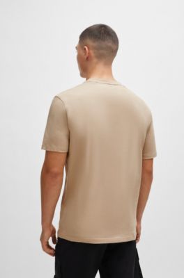 Camiseta de punto de algod&oacute;n con logo estampado, Beige