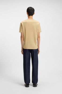 Cotton jersey T-shirt with logo print, Beige