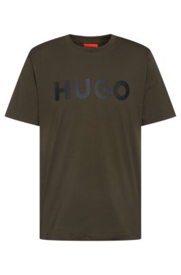 Camiseta de punto de algod&oacute;n con logo estampado, Verde oscuro