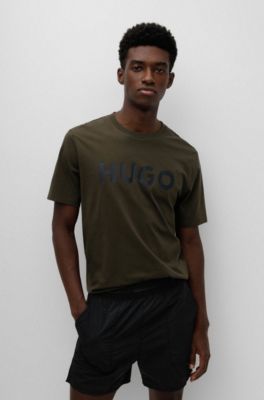 Camiseta de punto de algod&oacute;n con logo estampado, Verde oscuro