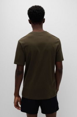 Camiseta de punto de algod&oacute;n con logo estampado, Verde oscuro