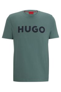 Cotton-jersey regular-fit T-shirt with logo print, Dark Green
