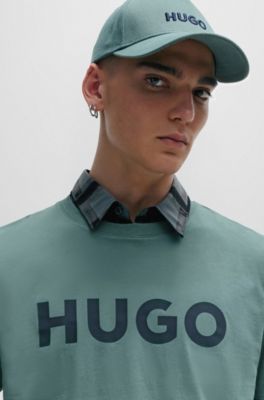 Camiseta de punto de algod&oacute;n con logo estampado, Verde oscuro