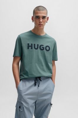 Camiseta de punto de algod&oacute;n con logo estampado, Verde oscuro