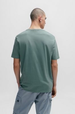 Camiseta de punto de algod&oacute;n con logo estampado, Verde oscuro