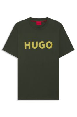 Camiseta de punto de algod&oacute;n con logo estampado, Verde oscuro