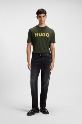 Camiseta de punto de algod&oacute;n con logo estampado, Verde oscuro