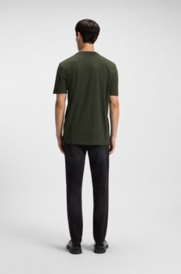 Camiseta de punto de algod&oacute;n con logo estampado, Verde oscuro