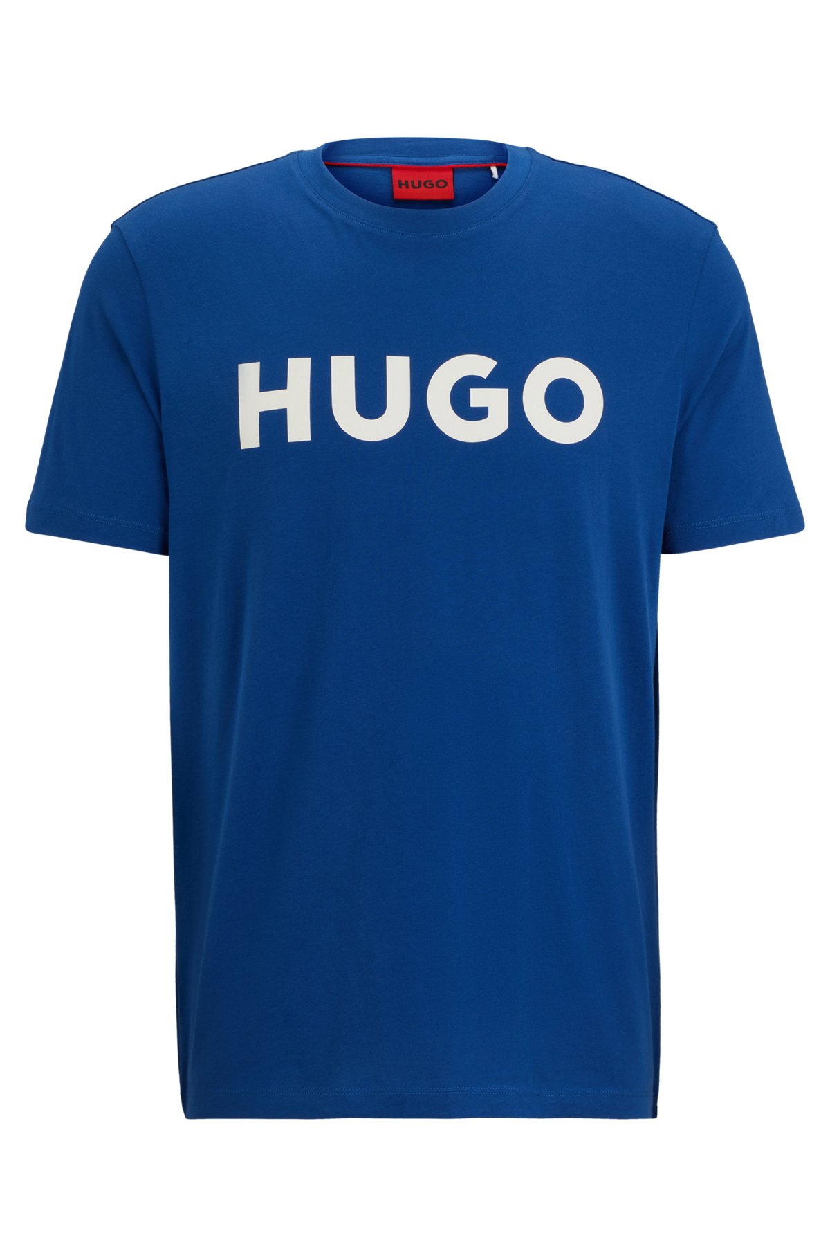 Cotton-jersey regular-fit T-shirt with contrast logo, Blue