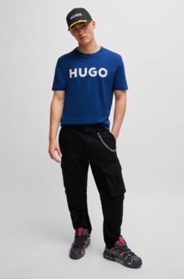 Camiseta de punto de algod&oacute;n con logo estampado, Azul