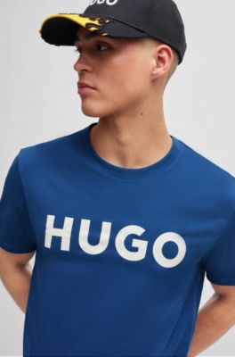 Camiseta de punto de algod&oacute;n con logo estampado, Azul