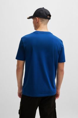 Camiseta de punto de algod&oacute;n con logo estampado, Azul