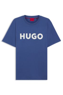 Camiseta de punto de algod&oacute;n con logo estampado, Azul