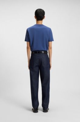 Camiseta de punto de algod&oacute;n con logo estampado, Azul