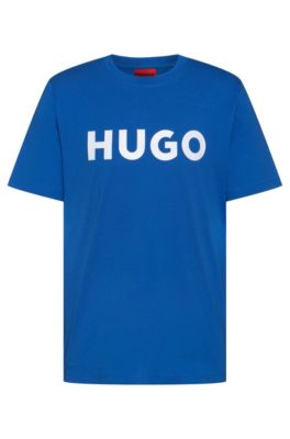Camiseta de punto de algod&oacute;n con logo estampado, Azul