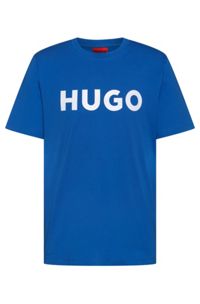 Cotton-jersey regular-fit T-shirt with logo print, Blue