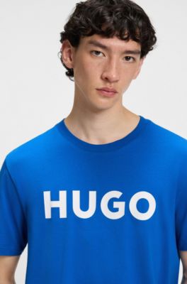 Camiseta de punto de algod&oacute;n con logo estampado, Azul