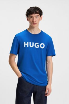 Camiseta de punto de algod&oacute;n con logo estampado, Azul